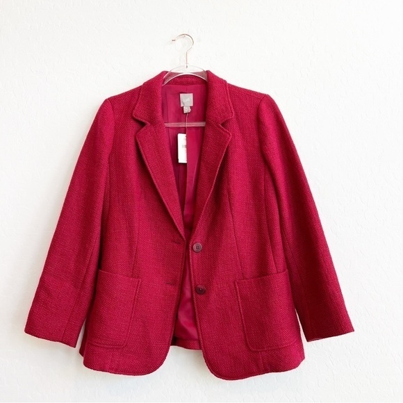 NEW J. Jill Women's Tweed Blazer Jacket Two-Button Red Small Petite - Picture 1 of 6